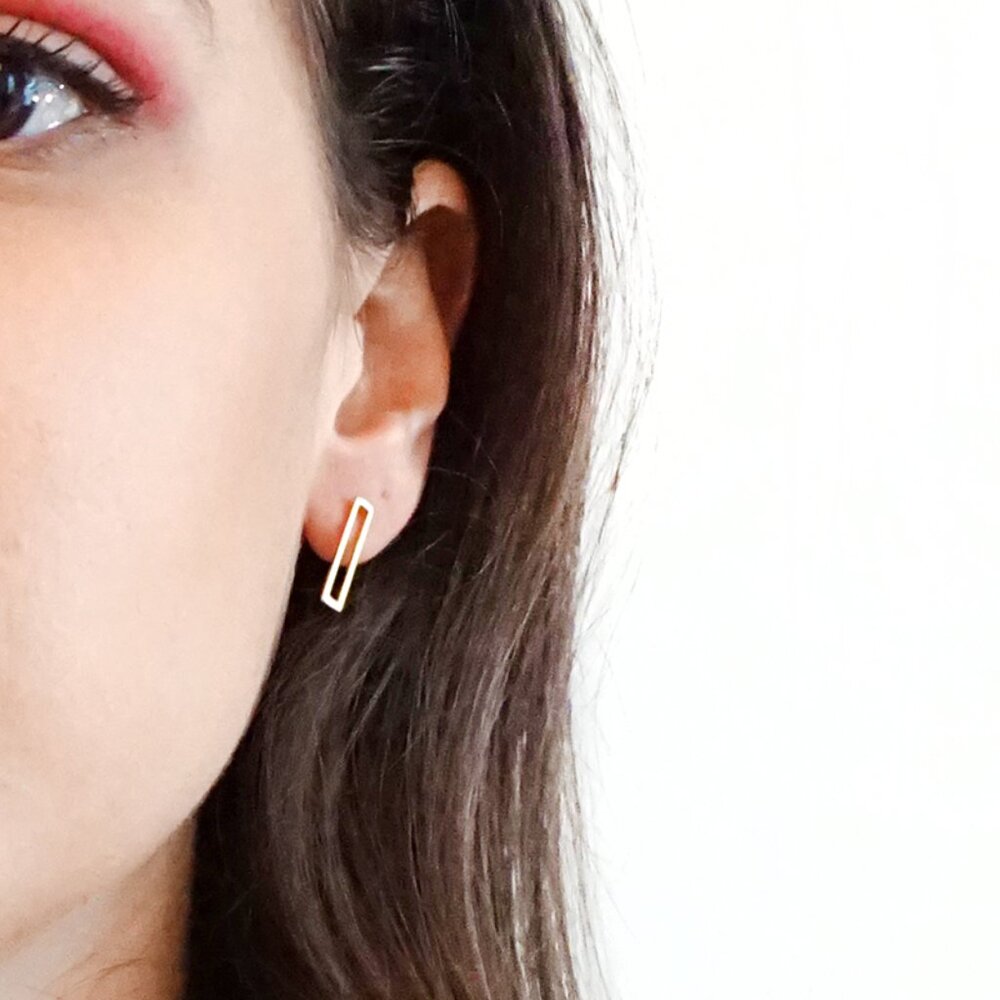 14k gold plated sterling silver open frame stud